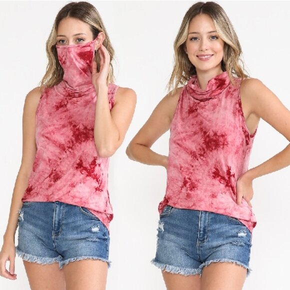 MAX & ASH 2-in-1 Adult Face Mask Slouchy T-shirt In Td Kaleide - Picture 2 of 2